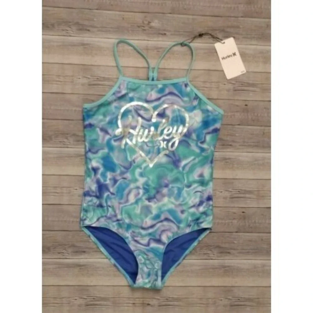 NWT Girls‎ HURLEY Aurora Green Swimsuit Size 7/8